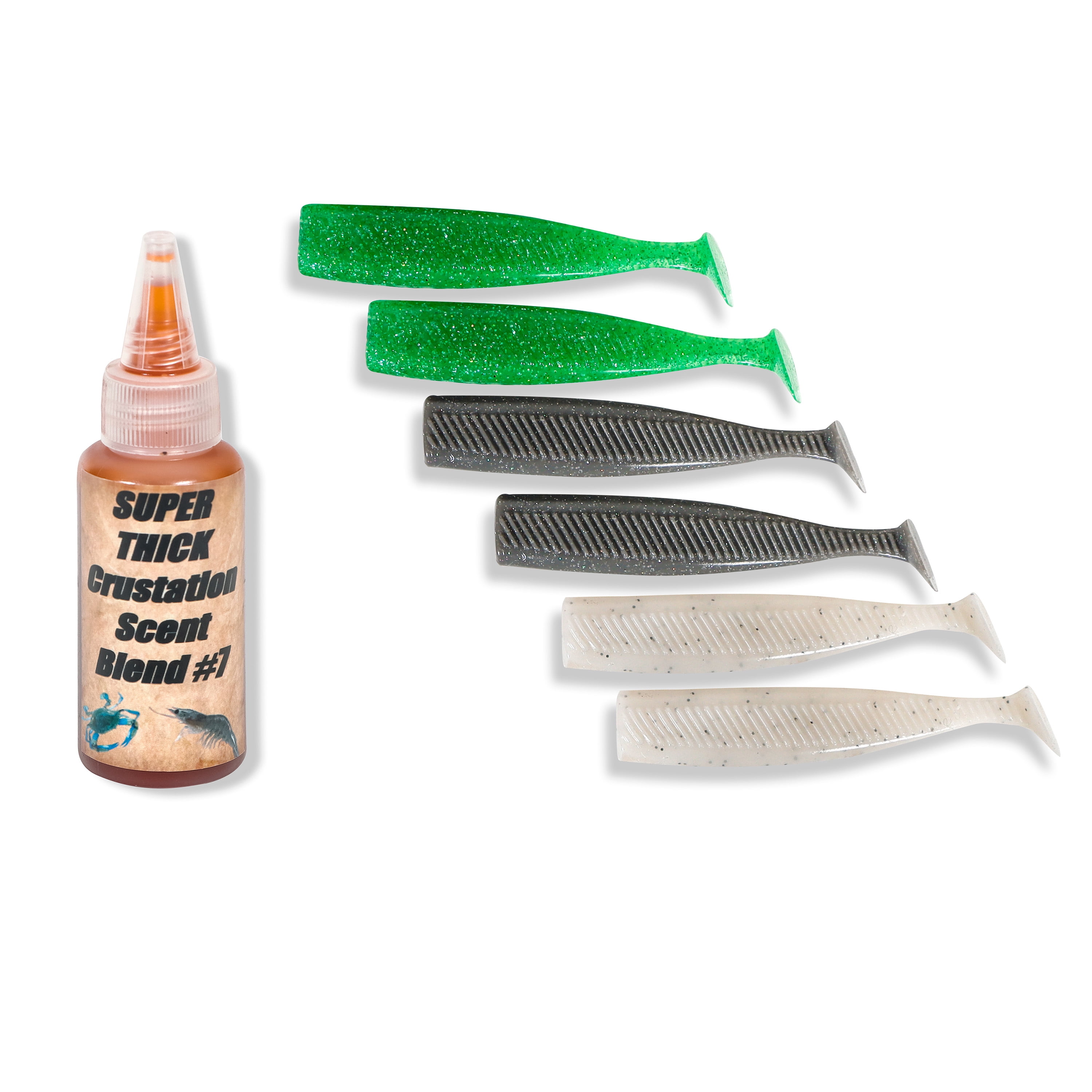 Saltwater Paddle Tail Swim Baits with Crustacean Scent Pockets - Red Drum Bait, Flounder Lures, Swimbait With Fishing Liquid Bait Attractant