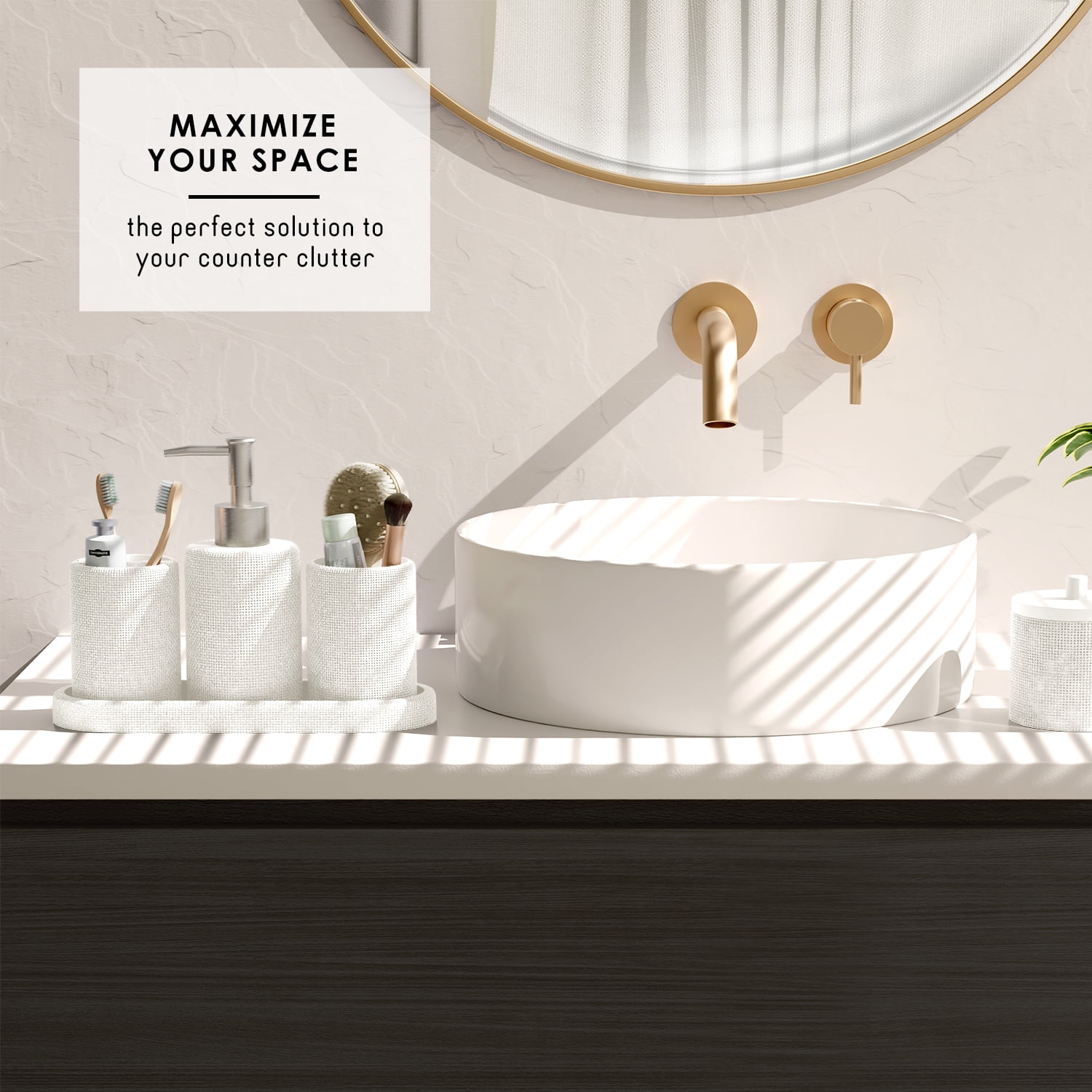 Lammaloe White Bathroom Accessories Sets and Shower Caddy for Bathroom Sets with Shower Curtain Sets for Bathroom Decor with Toothbrush Holder