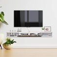 thumbnail image 3 of TV Console,63'' Wall-Mounted Media Console TV Cabinet Floating TV Stand Entertainment Shelf with Door and Storage (Grey White) My Lux Decor Round, 3 of 6