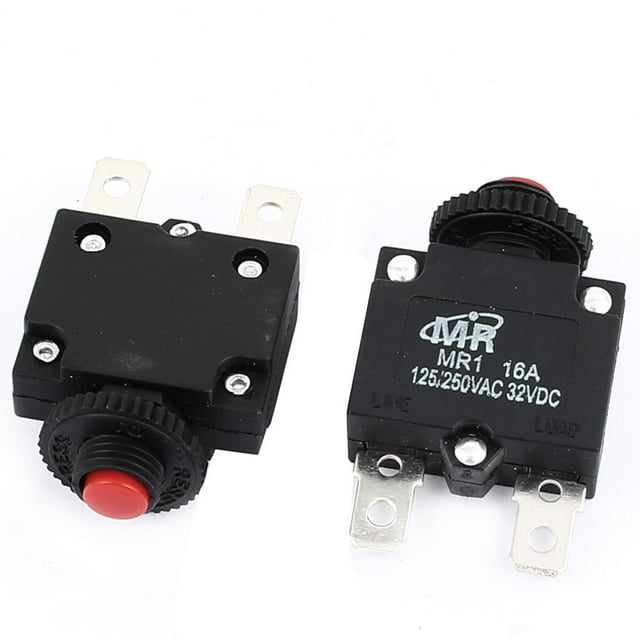 Protector de sobrecarga con botón de reinicio rojo 16A 125V/250V, 2 piezas