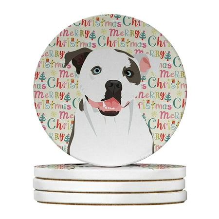 

Pit Bull White #3 Christmas Large Sandstone Coasters Pack of 4 4 in x 4 in