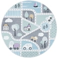 thumbnail image 2 of SAFAVIEH Carousel Kids Roadmap to Home Area Rug, Gray/Light Blue, 6'7" x 6'7" Round, 2 of 10