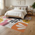 thumbnail image 3 of ODIKA 6'x9' Playful Multicolor Palette Botanical Washable Area Rug Retro Inspired Floral and Leaf Patterns for Dining Room, Under Table, Office Décor, Non-Slip Chair-Friendly, 3 of 7