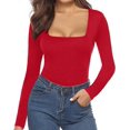 thumbnail image 2 of Xishao Body de manga larga con cuello cuadrado para mujer Xishao ropa, 2 of 2