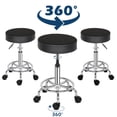 thumbnail image 3 of Hassch 13-Inch Round Rolling Stool with Wheels, 360° Swivel Backless Chair w/ Padded Seat and Chrome Plated Base, for Massage, Salon, Bar, Home, Office, Black, 3 of 10