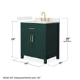 thumbnail image 4 of Beckett 30" Green Single Vanity & Giotto Quartz Top (3-Hole) & Gold Trim, 4 of 5