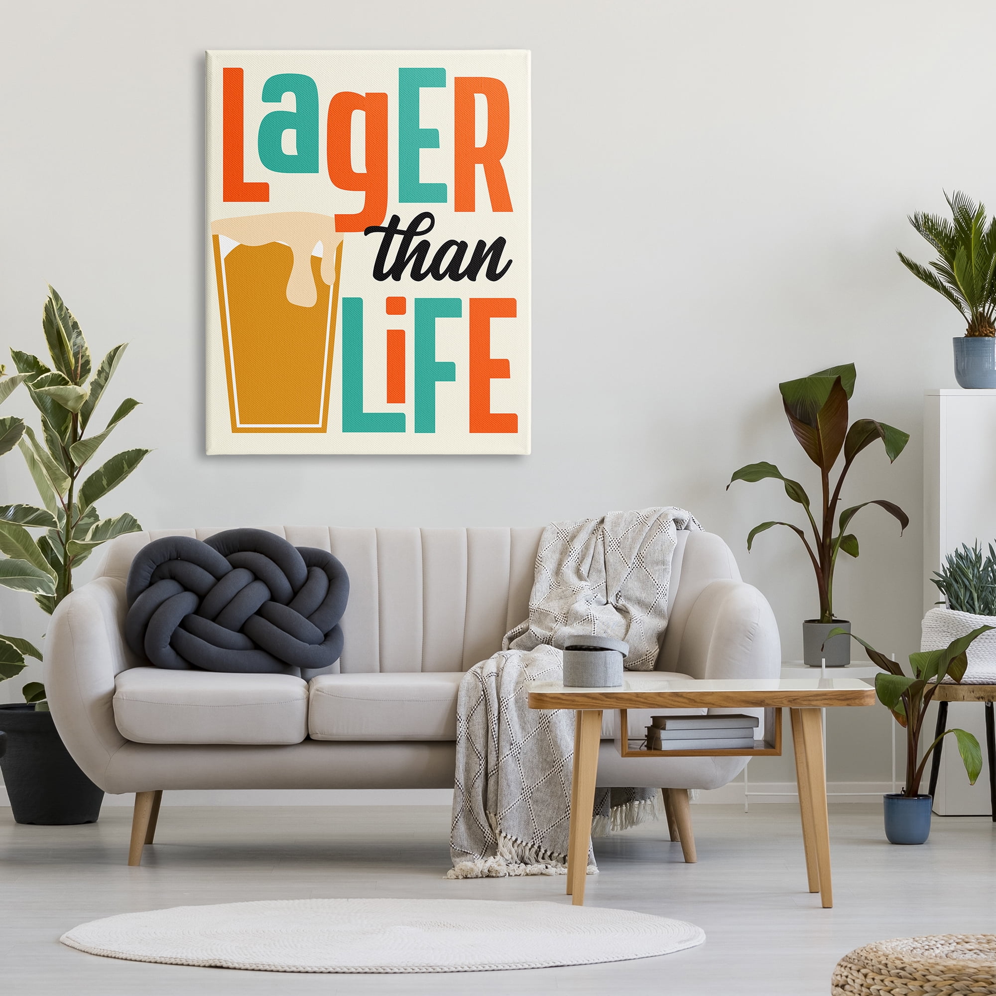Stupell Industries Vintage Lager Than Life Food & Beverage Painting Gallery Wrapped Canvas Art Print Wall Art, 36 x 48