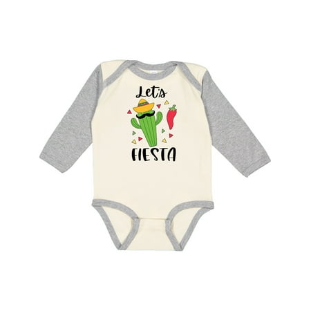 

Inktastic Cinco De Mayo Let s Fiesta Cute Cactus with Sombrero Gift Baby Boy or Baby Girl Long Sleeve Bodysuit