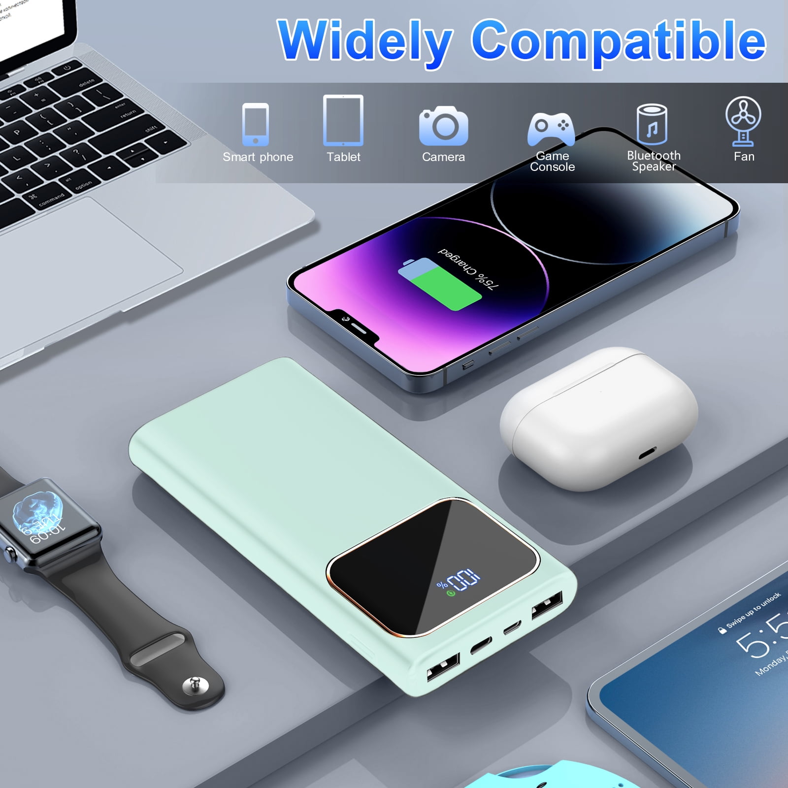 Portable Charger, 20000mah Power Bank, 22.5W Fast Charging Battery Pack with Usb-c/Usb-a Output, Digital Display Portable Phone Charger for iPhone 17/16/15/14/13 Pro Samsung Google LG iPad AirPods