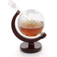 thumbnail image 1 of Decantador de Whisky LANNMXG Velero Mapa del Mundo Grabado, 1 of 5