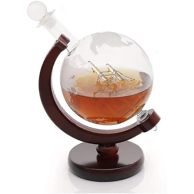 Decantador de Whisky LANNMXG Velero Mapa del Mundo Grabado