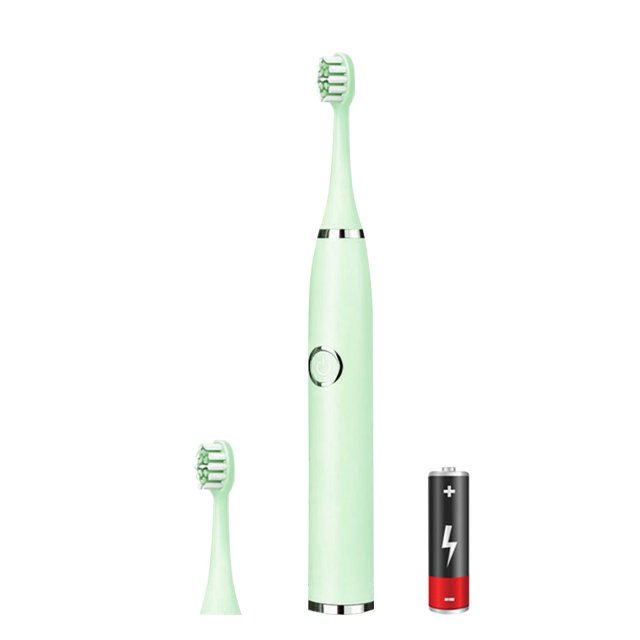 Cepillo de dientes 28000-37000 Cepillo de dientes eléctrico IPX7 Cepillo de dientes de viaje impermeable, verde, batería, 2 cabezales, 1 batería Inevent HA005425-05B