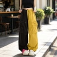 thumbnail image 4 of Sevevn Women's Lightweight Patchwork Cargo Joggers Color Block Streetwear Pants Drawstring Waist with Cargo Pockets Loose Fit Everyday Casual Outfits, 4 of 7