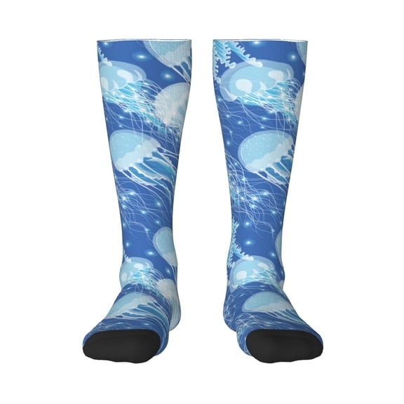 Calf Socks for Men Women, Dreamlike Jellyfish Knee High Socks, Running Athletic Cushion Tube Socks Boot Socks