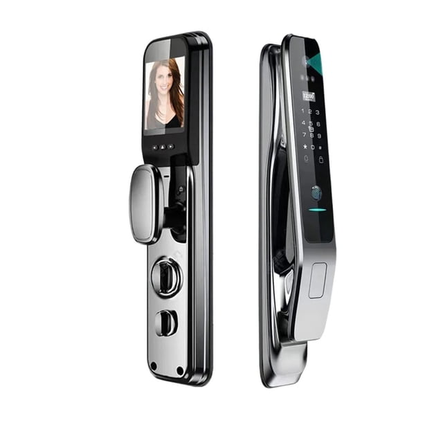 Door Lock, Full Automatic TUYA APP 3D Recognition Smart Door Lock Finrprint Password Outdoor Waterproof 6068 Intellint Door Locks ,Easy to Install