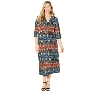 Scoop Women's Maxi Faux Wrap Dress - Walmart.com