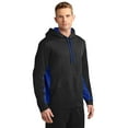 thumbnail image 4 of Sport-Tek Sport Wick Fleece Colorblock Hooded Pullover-XS (Black/ True Royal), 4 of 6