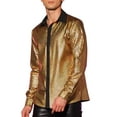 thumbnail image 4 of INSPIRE CHIC Metallic Shirts for Men's Long Sleeves Button Down Shiny Nightclub Party Shirts Golden 2XL, 4 of 5
