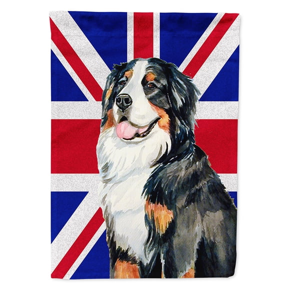 Bernese Mountain Dog with English Union Jack British Flag Garden Flag
