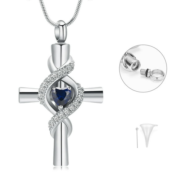 Infinity Urn Necklace for Ashes Cremation Necklace Ash Cremation Jewelry Cross Urn Necklaces CZ Keepsake Pendant