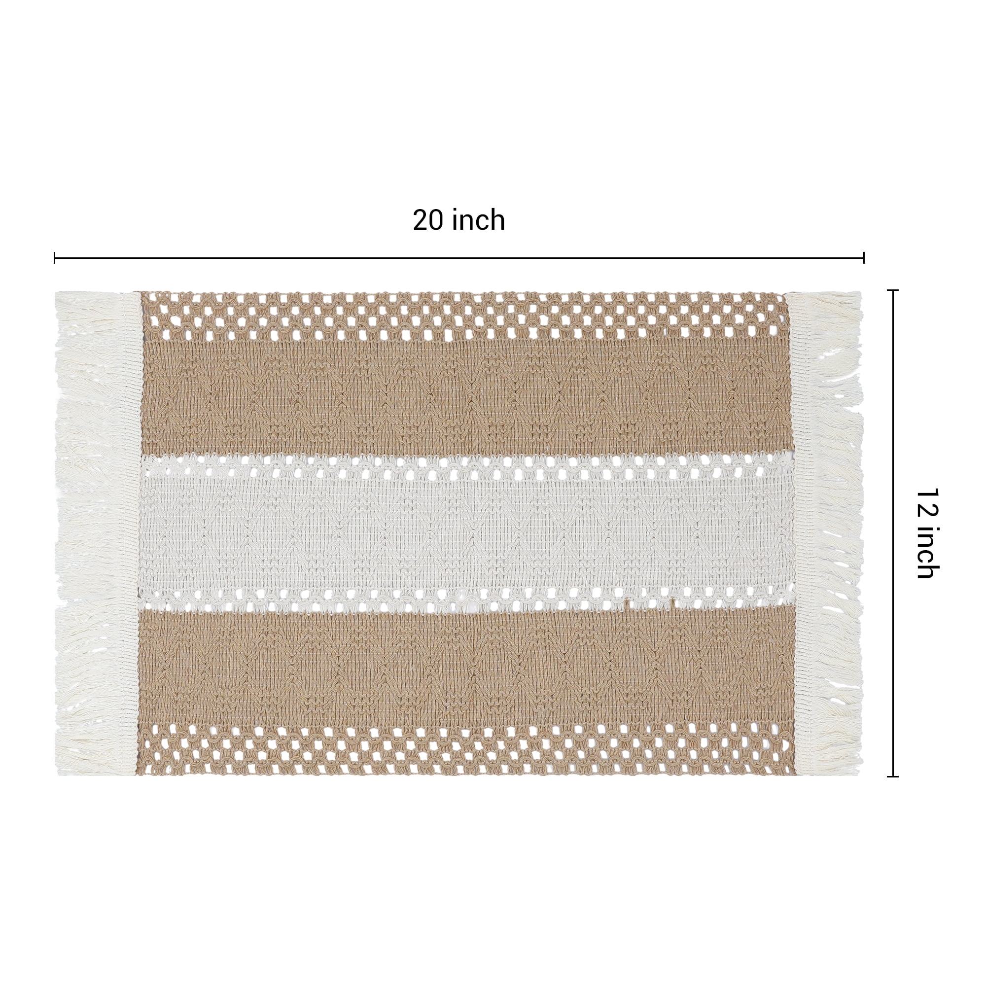 Unique Bargains Set of 4 Farmhouse Placemats for Dining Table Decor Brown-White