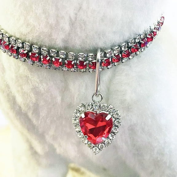 Rhinestone Pet Collar, Sparkling 3 Rows Crystal Diamond Dog Collars, Adjustable Rhinestones Wedding Collar, Puppy Girl Bling Necklace Pendant Jewelry for Small Medium Large Pets, Cats, Dogs