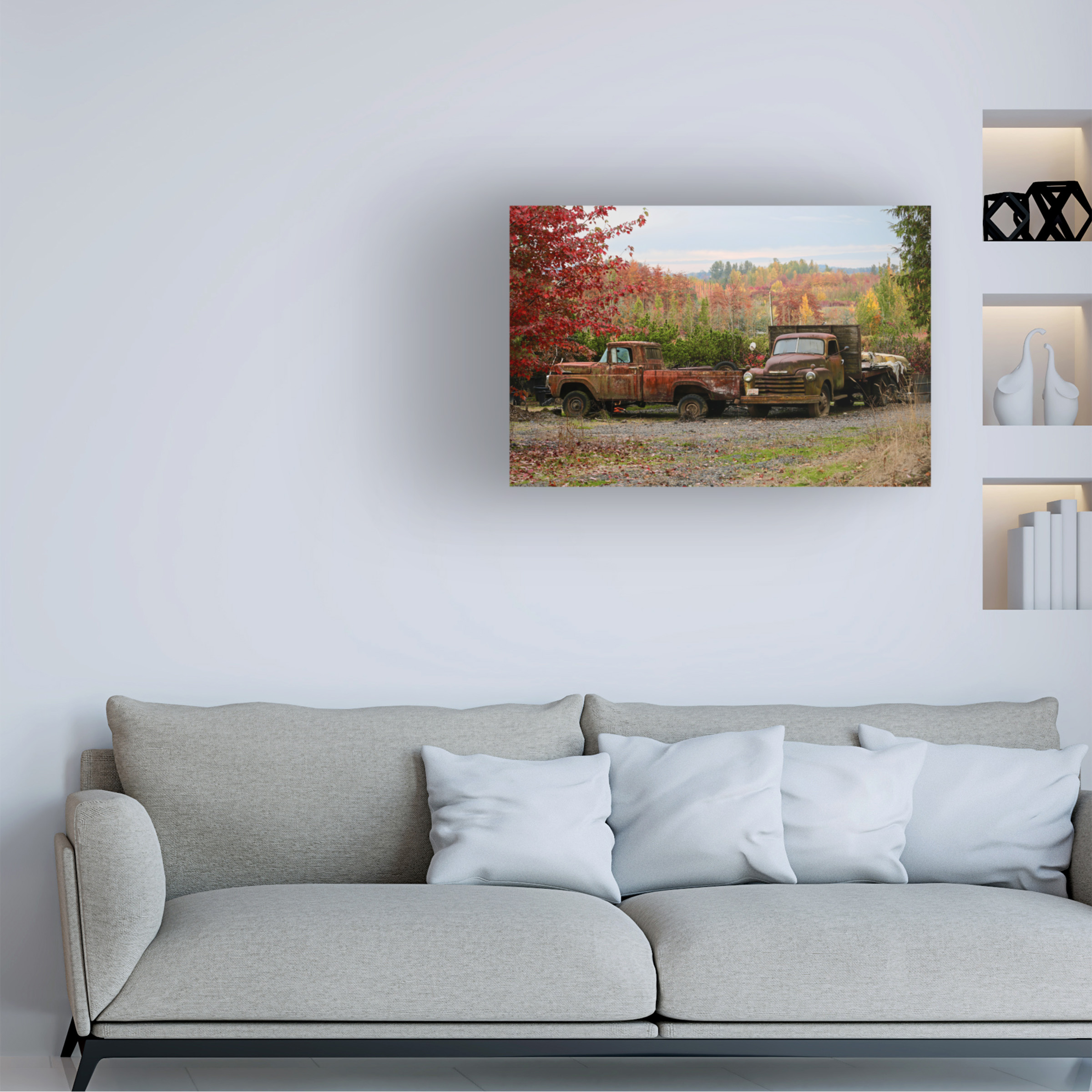 Susan Vizvary Photography '2 Autumn Vintage Trucks' Canvas Art