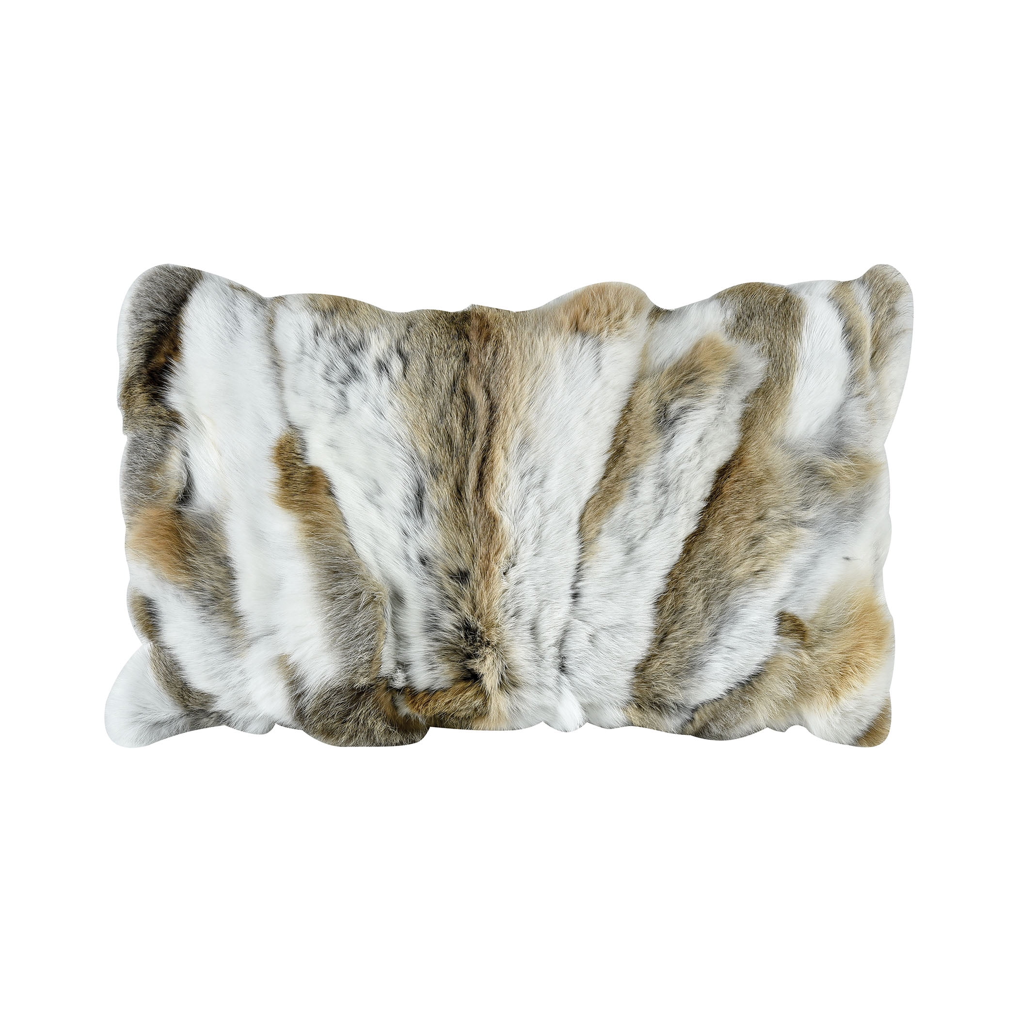 Heavy Petting Genuine Rabbit Fur Lumbar Pillow in Grey and White - Walmart.com - Walmart.com