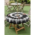 thumbnail image 2 of Round Outdoor Tablecloth With Umbrella Hole And Zipper– Abstract Explosion Tie Dye Waterproof Patio Table Cover for Party, Picnic, Backyard, 60" Dia. , Black White, 2 of 8