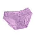 thumbnail image 2 of Gibobby Ropa interior hipster para mujer Bragas con ribete de encaje para mujer, bragas sexis de cintura para chica, transpirables, de seda helada, ultrafinas, sin costuras(Morado，Talla única), 2 of 5