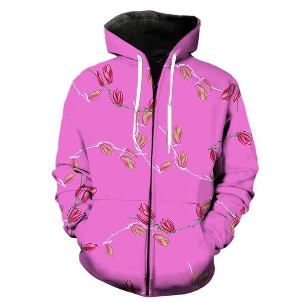 Sudadera con capucha y cremallera para hombre, diseño de flores de magnolia, unisex, informal, estilo Harajuku, divertida, de manga larga, gran oferta 2024, estilo hip hop, de gran tamaño, con estampa