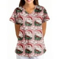 thumbnail image 4 of Garbnen Christmas Womens Scrub Top V Neck Short Sleeve Tops for Women Trendy Thanksgiving Holiday Nurses Working Uniforms with Pockets S-5XL, 4 of 5