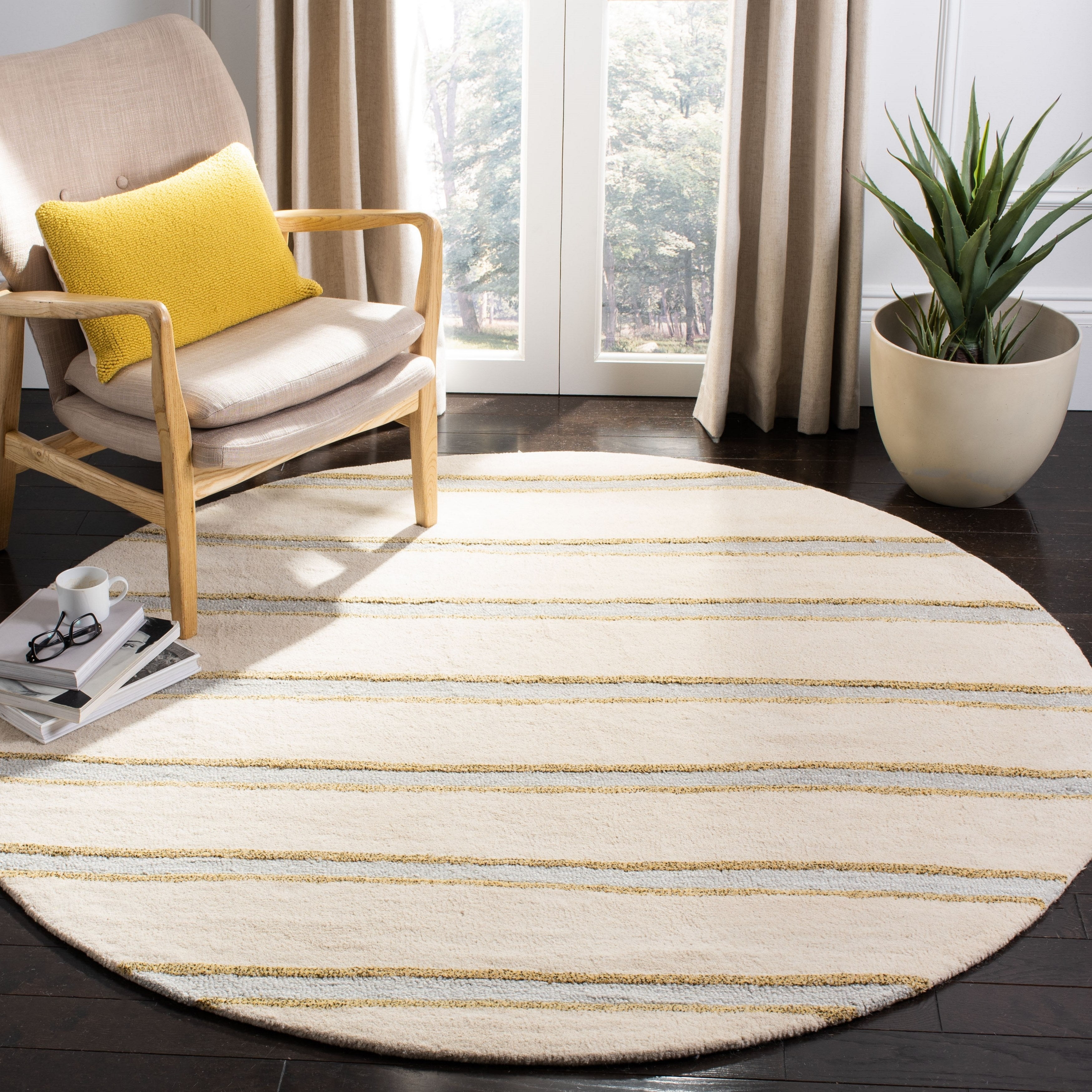 SAFAVIEH Martha Stewart Chalk Stripe Runner Rug, Wheat Beige, 2'3" x 10'