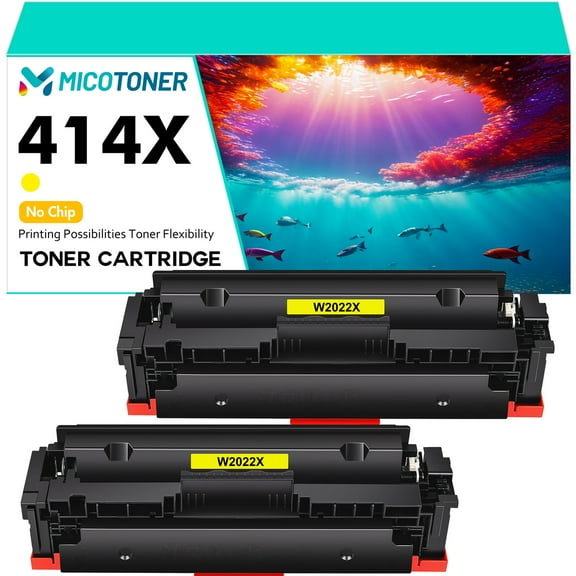 Without Chip 2-Pack Compatible Toner Cartridge for HP 414X W2022X Color LaserJet M454dn M454dw MFP M479dn M479fdw Printer (Yellow,with Tools)
