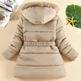 thumbnail image 6 of Tisuna Little Girls Coat Solid Color Long Sleeve Hooded Jacket Warm Soft Autumn Winter Girls Zipper Outerwear Khaki Size 11-12 Years, 6 of 8