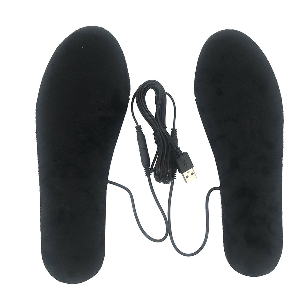 1 Pair Warm Cuttable Black USB Heated Insoles Shoes Heater New 