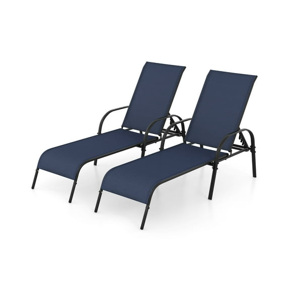 Adjustable Patio Chaise Folding Lounge Chair with Backrest
