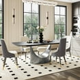 thumbnail image 3 of POVISON 71" Modern Dining Table for 4-6, Rectangular White Sintered Stone Dining Table, Marble-Look Tabletop with Bronze Carbon Steel Legs for Dining Room, 3 of 9