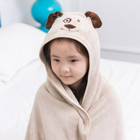 

Baby Cartoon Pattern Hooded Bath Towel Wrap Robe Cloak Bathing Swimming Bathrobe(Cat)
