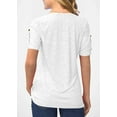 thumbnail image 3 of Sherrylily Women Summer Pleated Button Short Sleeve T-Shirt V-Neck Casual Tops, 3 of 4
