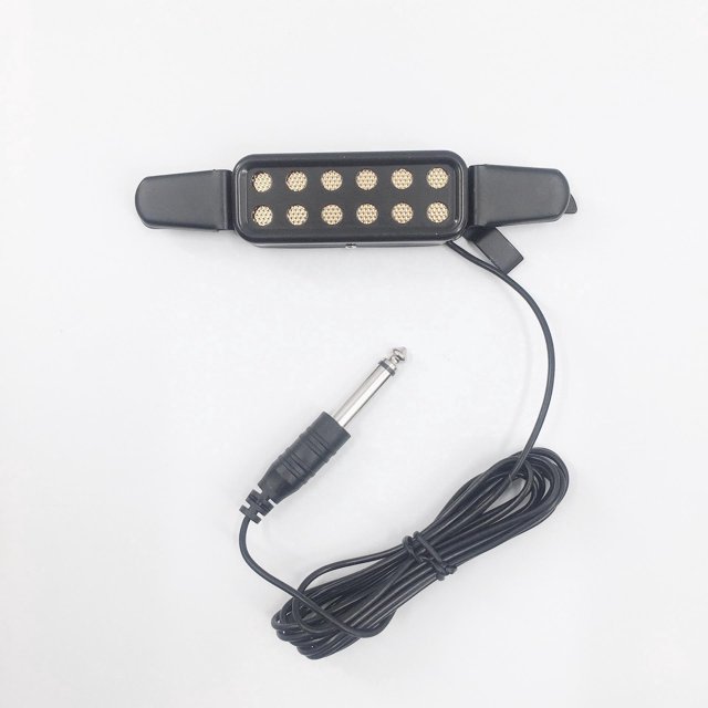 Pastilla de guitarra de 12 orificios con transductor, cable de 3 m y conector jack de 6,3 mm para guitarras clásicas y folclóricas
