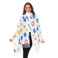 thumbnail image 3 of FORMRS Womens Scarf Winter Soft Long Big Warm Shawls Wrap Tassel Scarves, Blue Retro Triangles, 3 of 9