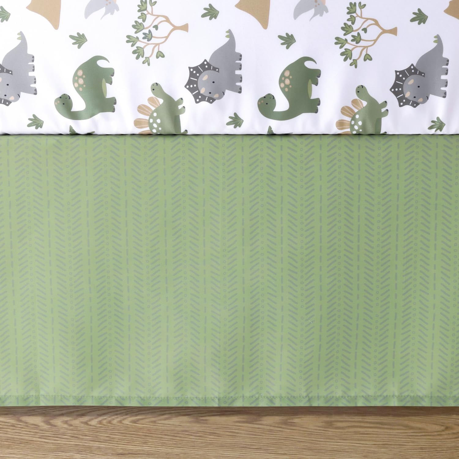 3 Piece Baby Crib Bedding Set Dinosaur Dreams Green Camo  Microfiber for Boys Nursery