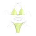 thumbnail image 4 of Elainilye Fashion Womens Bikini Set Two Piece Bathing Suit Sexy Love Drawstring Bikini Swimsuit Swimwear,Yellow, 4 of 7