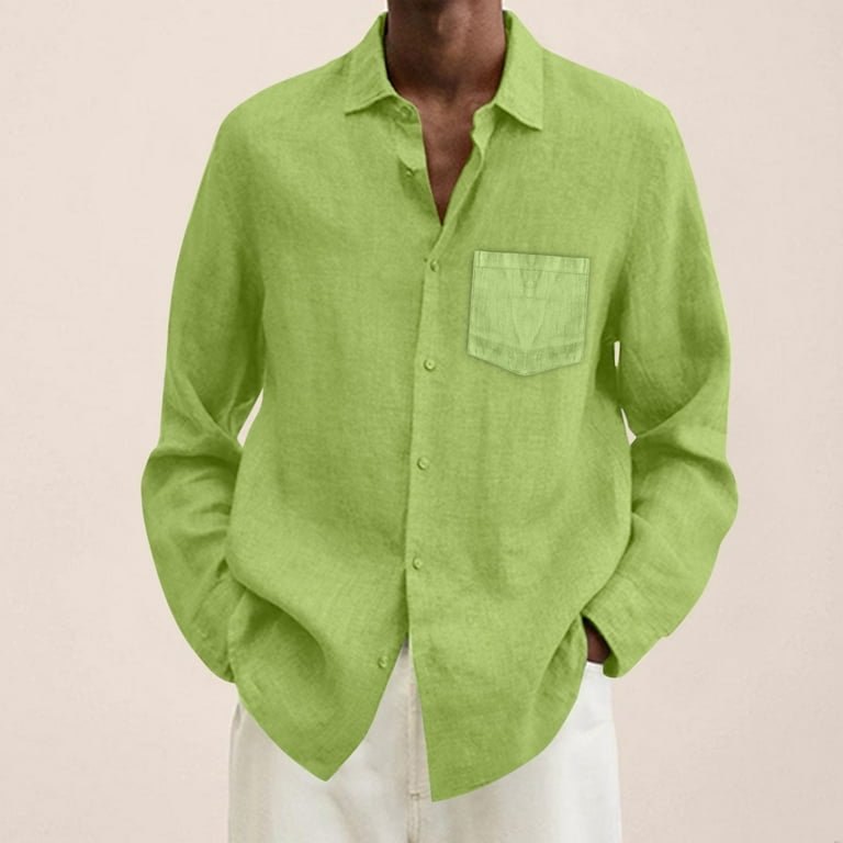 PEASKJP Men's Casual Button-Down Shirts Classic Slim Fit Button Down Long  Sleeve Solid Color Dress Shirts Men Dress Shirt Mint Green XL - Walmart.com