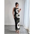 thumbnail image 4 of Womens Long Maxi Dresses Floral Crewneck Sleeveless Knit Bodycon Wedding Guest Sun Dress Black XXL, 4 of 9