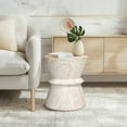 thumbnail image 6 of Hourglass Travertine Stone Finish Italian Design MgO Side Accent Table, 6 of 13