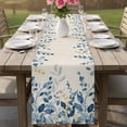 thumbnail image 4 of Blue Eucalyptus Table Runner 120 Inches, Farmhouse Weeping Leaves Linen Bed Runner Dresser Scarves Tabletop for Indoor Outdoor Parties/Ceremony/Banquet, 13"x 120", 4 of 8
