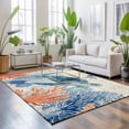 thumbnail image 3 of Area Rugs 4'x6'. Sea Turtle Coastal Carpet Runner Indoor Outdoor Rugs Home Decor Aesthetic, Blue Red Summer Beach Coral Nautical Vintage Non Slip Mats Washable Accent Rug for Living Room Bedroom, 3 of 8