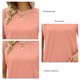 thumbnail image 4 of Estrela Recorte Camiseta Manga Corta Liso Casual Cómodo Básico Cuello Hueco Manga Corta Top Rosa XXL, 4 of 5